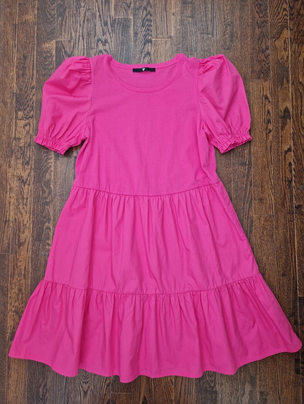 Bright Hot Pink Tiered Knee-Length Dress